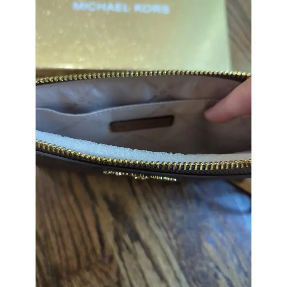 Michael Kors Brown Large Zip Clutch Wristlet NWT